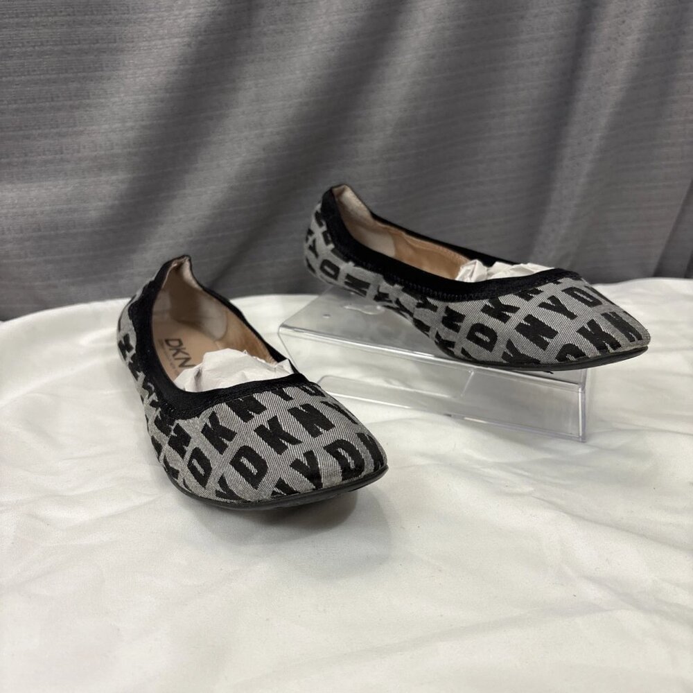 DKNY Casual Women Logo Print Textile Slide in Ballerina Flat Shoes Size 8/38.5